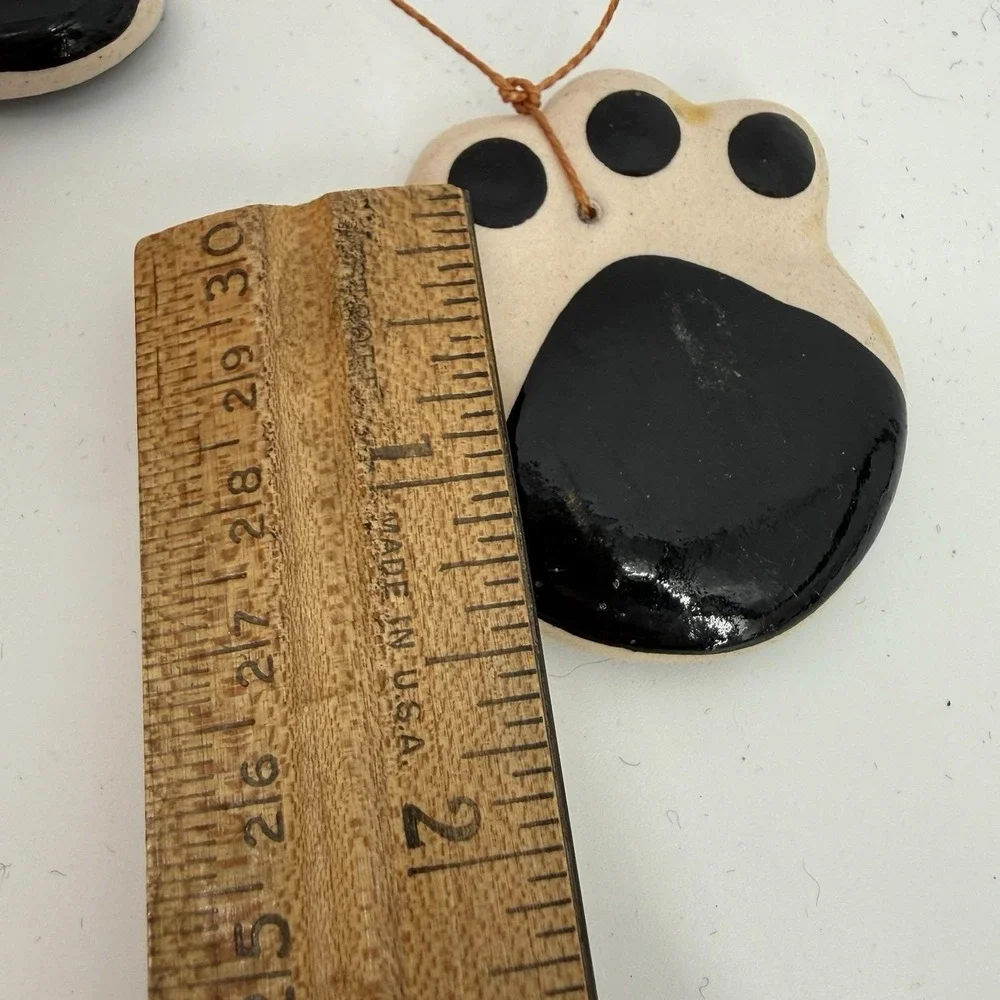 Clay‎ Hand painted Orange Cat Figure & Paws Wind Chime Hanging Decor 2 FT